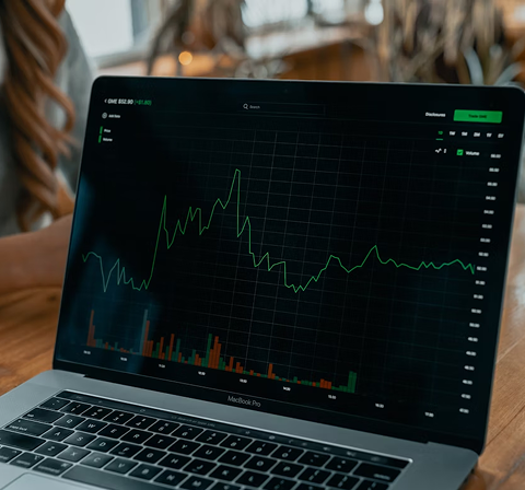 A laptop displaying the graph